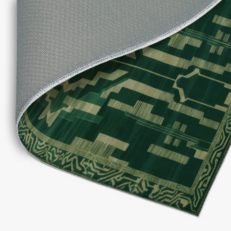 ArtDeco Green Indoor and Outdoor Area Rug, Rectangle 8' x 10'
