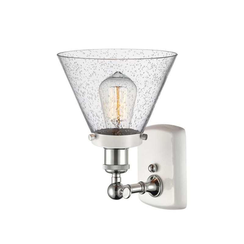Ballston Urban Cone - 1 Light 8" Sconce, White/Polished Chrome, Incandescent, Seedy