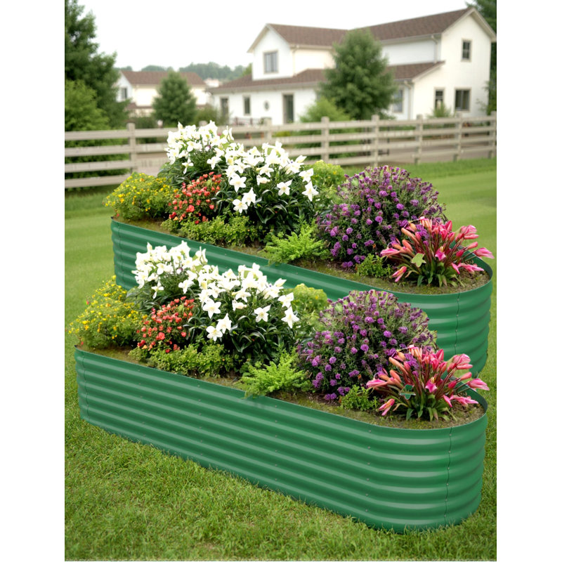 Metal Raised Garden Bed, Light Green, 45cm H x 240cm W x 60cm D