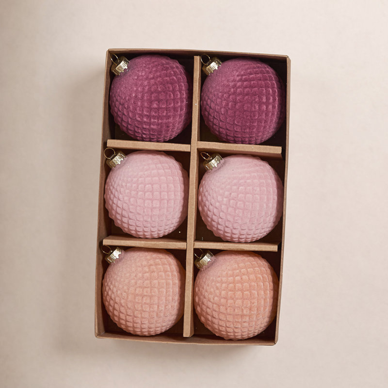 Ensemble d'ornement en velours Rosy de 6 à 3 po