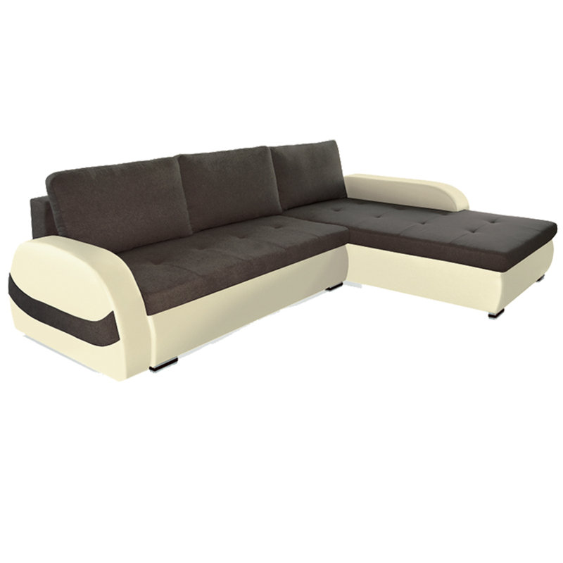 Rodos 5 Seater Faux Leather Sofa Bed, Grey/White