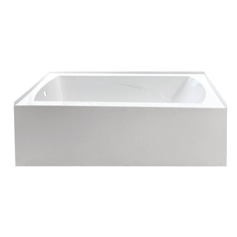 Kingston Brass Aqua Eden 60-Inch Acrylic Rectangular 3-Wall Alcove Tub with Armrests, Left