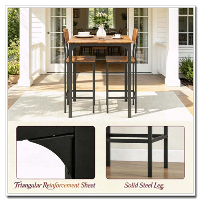 3-Piece Industrial Dining Table and Stools Set