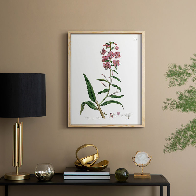 Rose Botanical I, reproduction encadrée - bois massif, Naturel, H 11 po x l 9 po