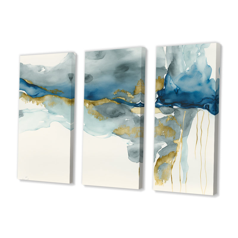 «Through the sapphire bleu nuages», reproduction sur toile 3 pièces, H 28 po x l 36 po x P 1 po, Toile tendue