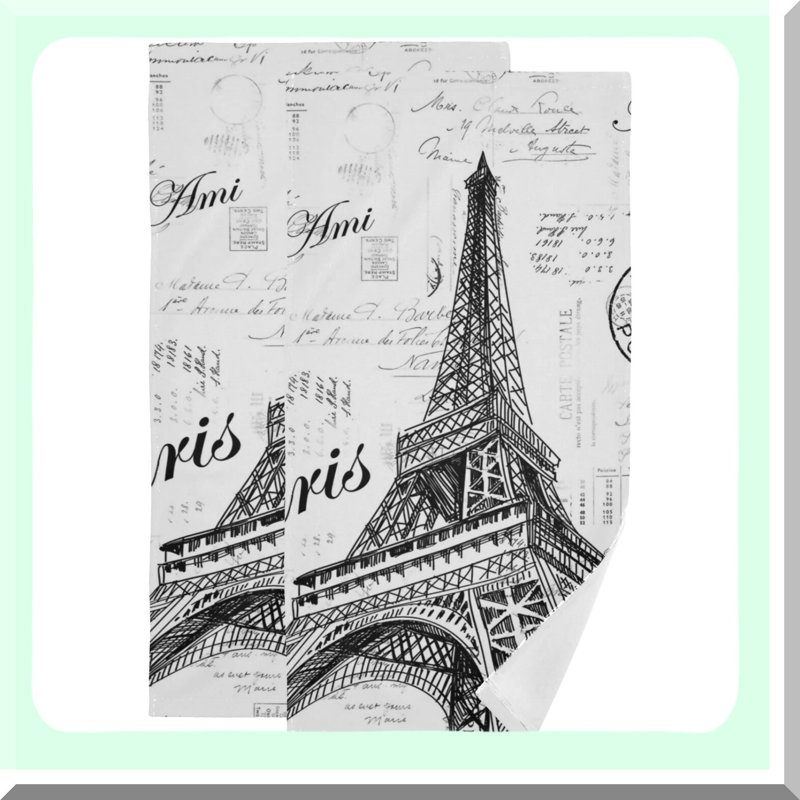 Eiffel Elegance: Ultra-Absorbent Bath & Hand Towel Set with Wash Cloths