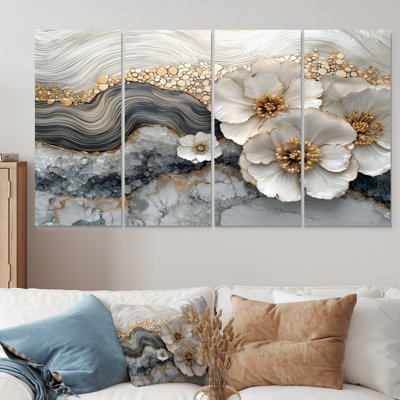 Lawrie - Poppies Wall Art - Traditional Wall Art For Living Room 4 Piece