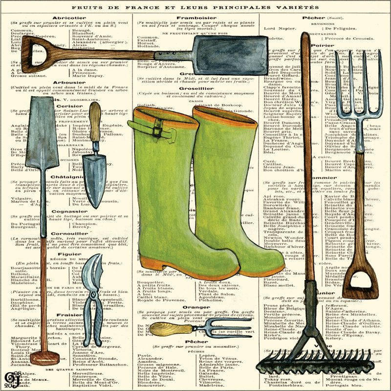Garden Boots by Ginny Joyner - Wrapped Canvas Print, 30cm H x 30cm W