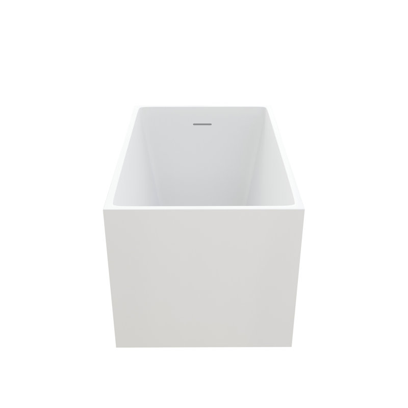 Baignoire autoportante brillante de 43 po, baignoire carrée confortable avec siège, haute et longue durée, conception spacieuse pour un emplacement flexible.