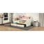 Lit de jour simple beige avec options de rangement, lumières à DEL et douille pour station de charge, décoration de revêtement-973309519