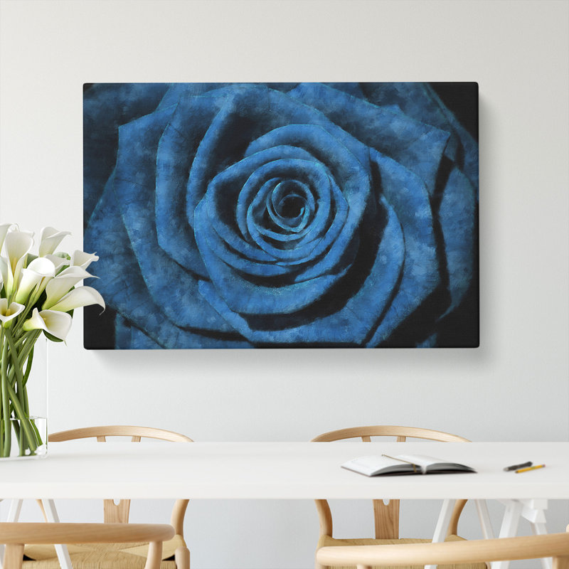 Pretty Blue Rose - Wrapped Canvas, 40cm H x 60cm W x 3cm D