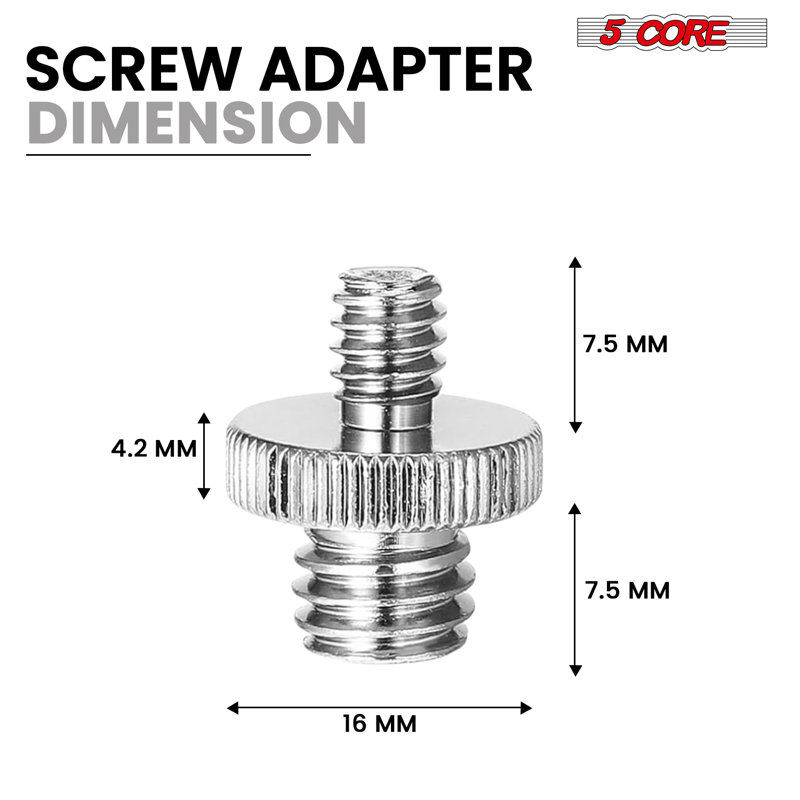 Adaptateur 5 vis 3/8 à 1/4 adaptateur 5 pièces pour vis de trépied durable pour microphone monopode reflex numérique