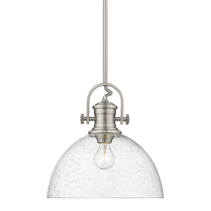 Bales 1-Light Dimmable Dome Pendant, Pewter, Seeded Glass