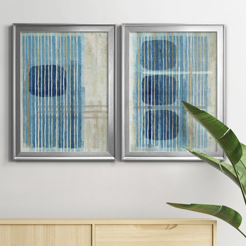 «Blue Blue Horizon I», reproduction encadrée de qualité supérieure - prête à être accrochée, Argent