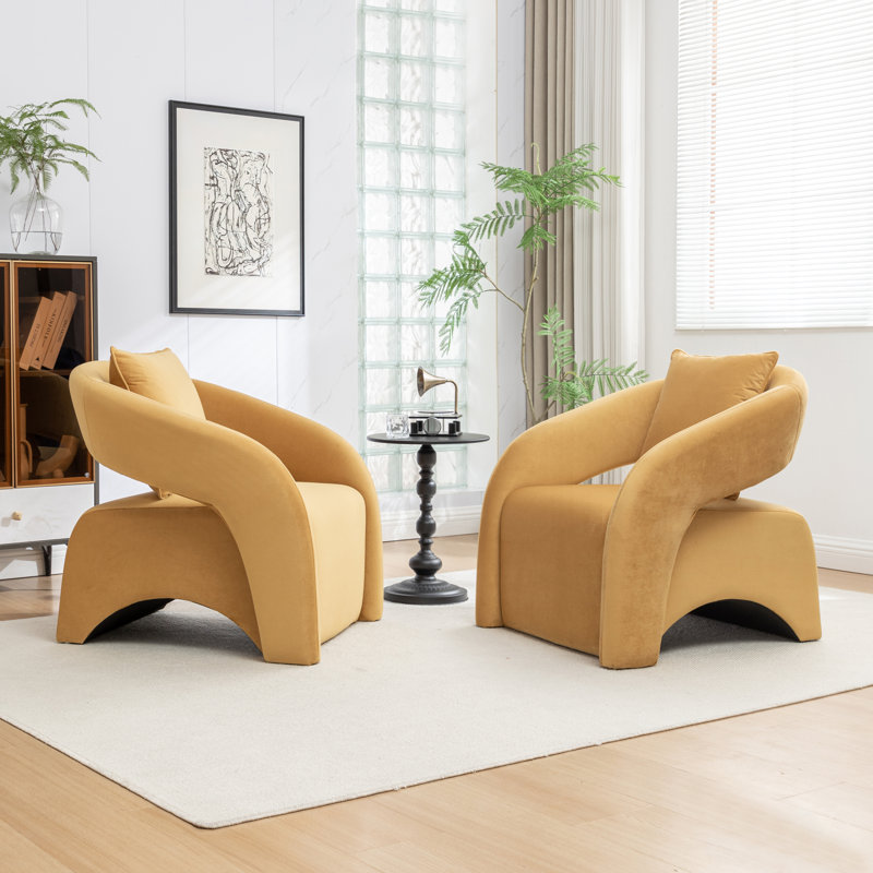 Pinette Upholstered Armchair, Yellow
