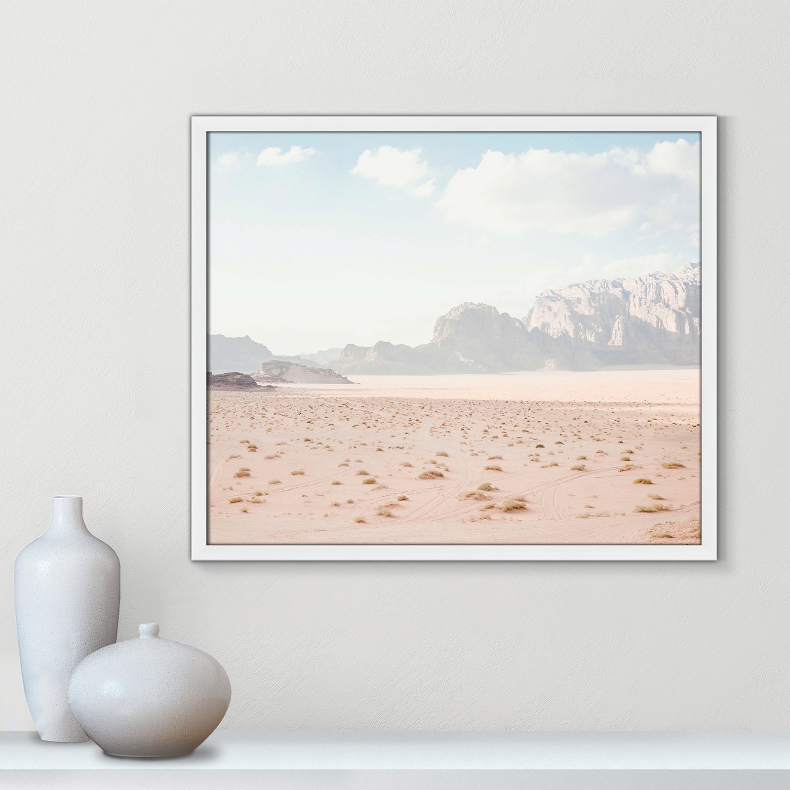Tire Tracks "Tire Tracks" Print, 25.5" W x 21.5" H, Satin White Framed
