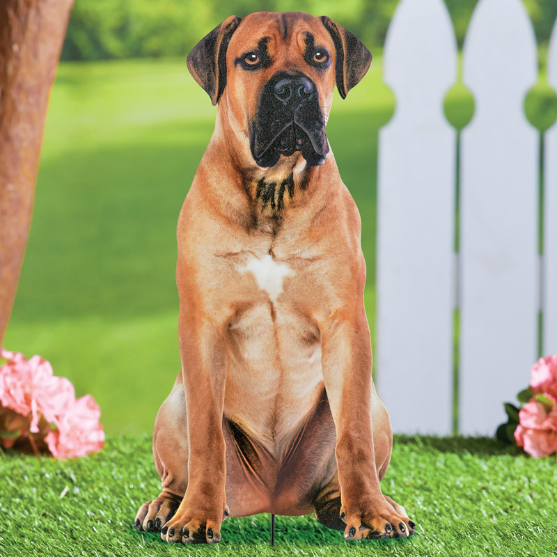 Realistic Mastiff Metal Outdoor Garden Stake, 27.5"