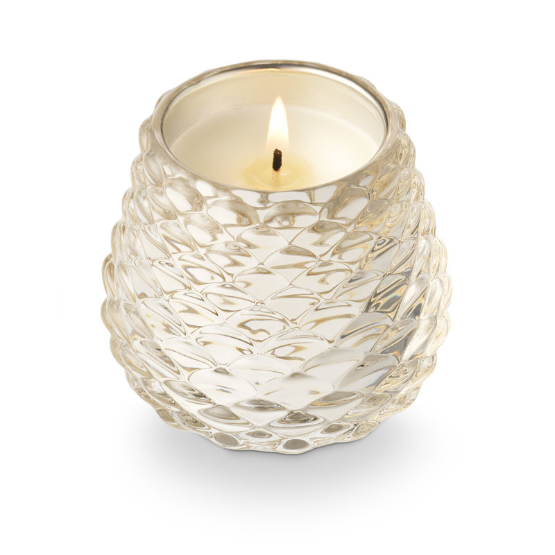 Winter Glass Pinecone Candle, White