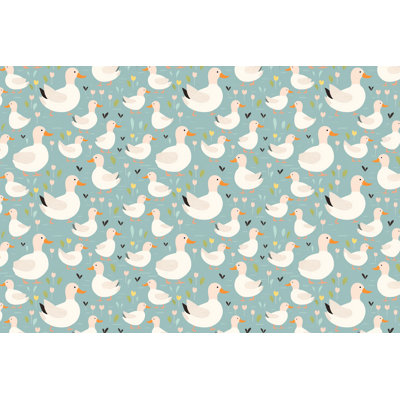 Duck Window Curtains Animals Blue Drapes