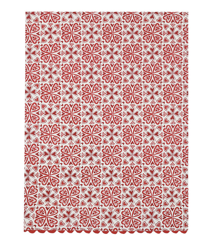 Torchon de cuisine festonné 100% coton Holiday Hearts