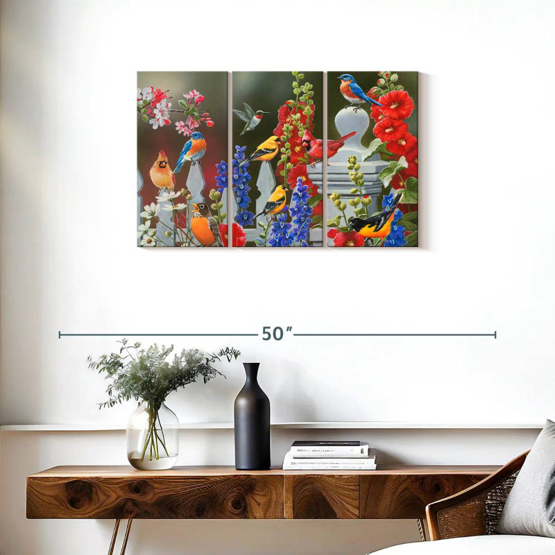 Oiseaux, printemps, été, thème, H 20 po x l 33 po