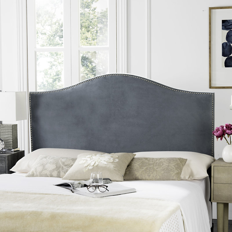 Upholstered Headboard, Queen, Velvet Wedgwood Blue