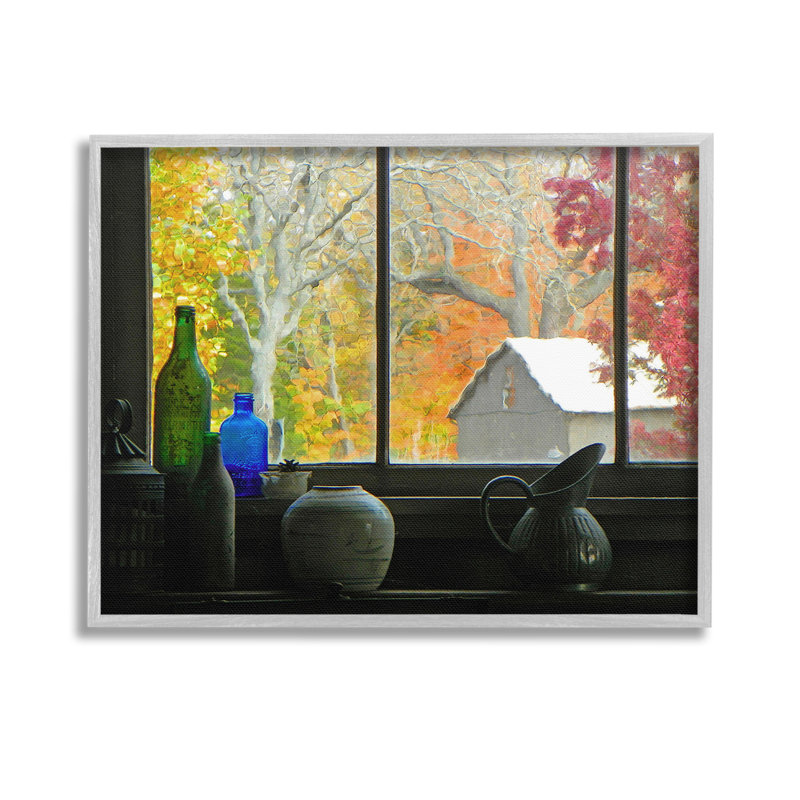 Feuillage d'automne dans une fenêtre, estampe numérique par GraffiTee Studios, Estampe numérique Farmhouse, H 11 po x l 14 po