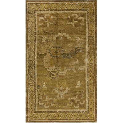 Antique Tibetan Chinese Floral Knotted Rug