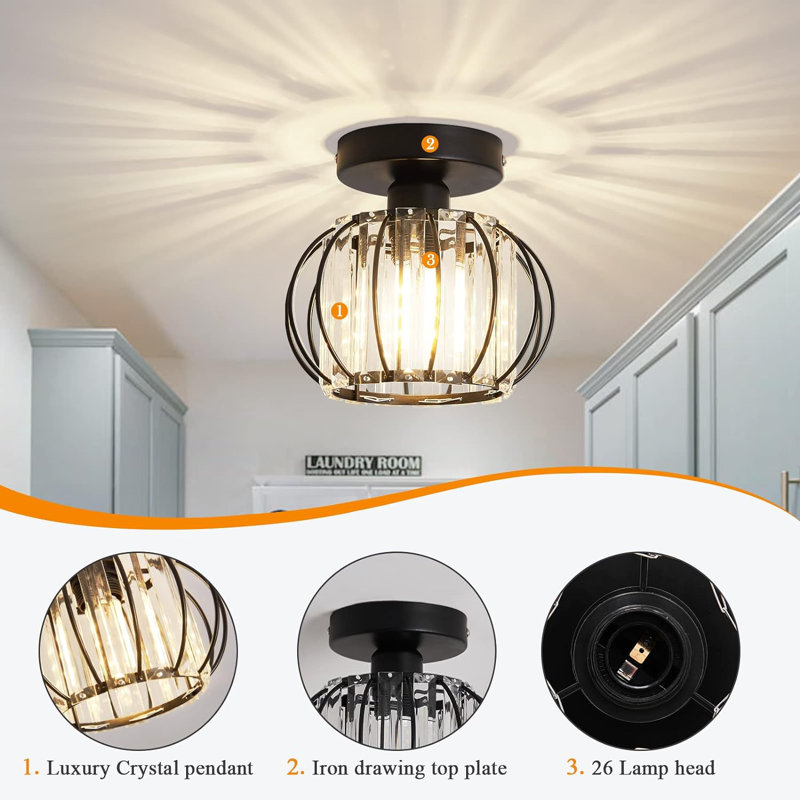 Lustre en cristal doré 32 po
