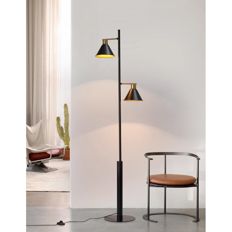 Éclairage d'appoint sur pied en fer moderne à deux lumières Modern