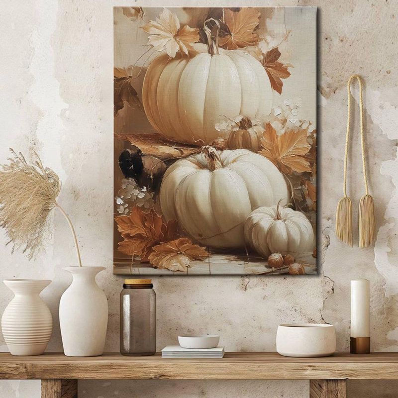 Rustic Autumn Pumpkin Wall Art Decor, Framed Vintage Thanksgiving Decorations, Fall Canvas Wall Art For Home, Kitchen And Living Room, Cozy Fall Decor Picture Print Ready To Hang