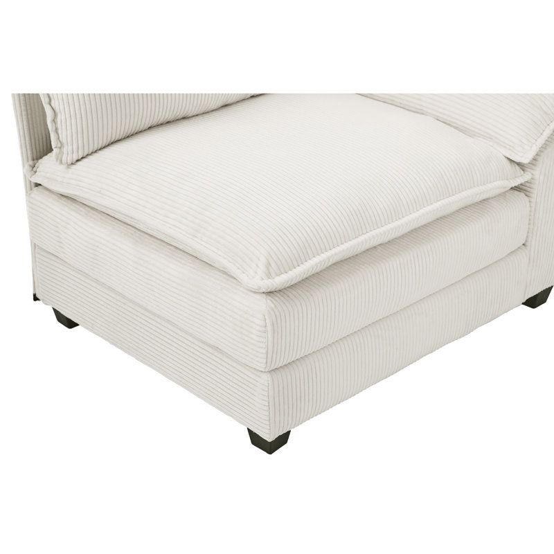 Chaise d'angle rembourrée Lauretta, Beige Corduroy