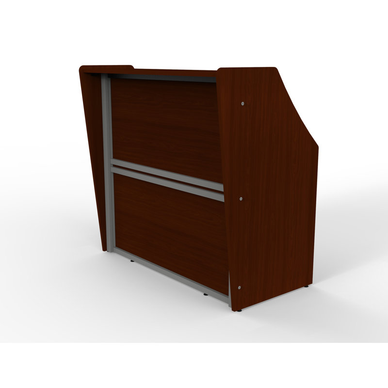Previlus Rectangle Synthetic Laminate Reception Desk, Cherry
