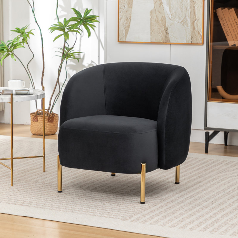 Chaise d'appoint rembourrée Edward, Noir