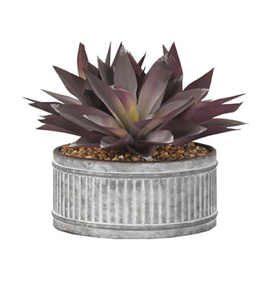 Faux Aloe Plant in Metal Planter