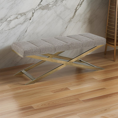 Polyester Blend Upholstered Bench
