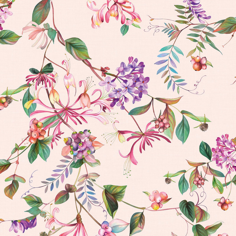 Amogh Collection Summer Floral Bouquet 10.05m x 53cm Wallpaper Roll, Pink