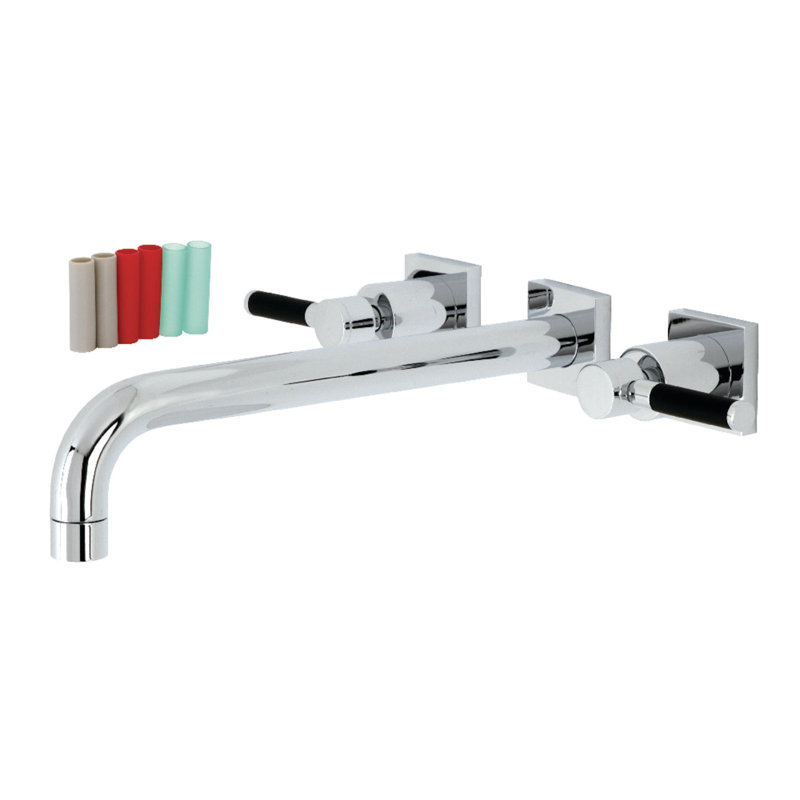Kingston Brass Kaiser Two-Handle 3-Hole Wall Mount Roman Tub Faucet, Polished Chrome
