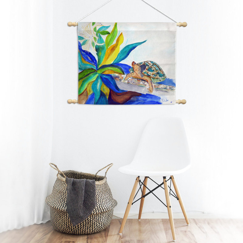 Suspension murale en tortue de polyester et lily