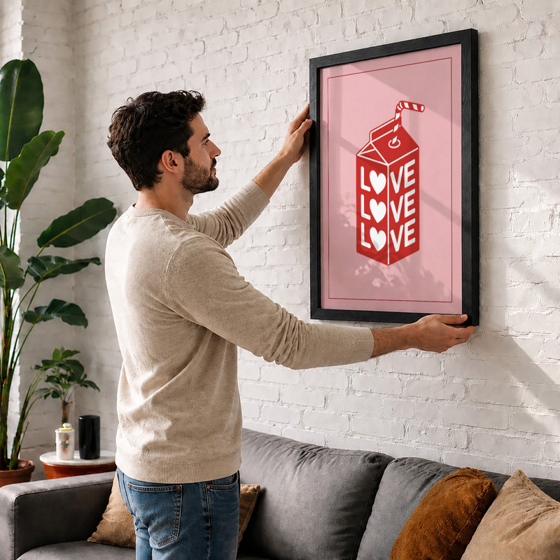Love In A Carton Modern - Print, Black, A4 - 29.7 x 21.0 cm