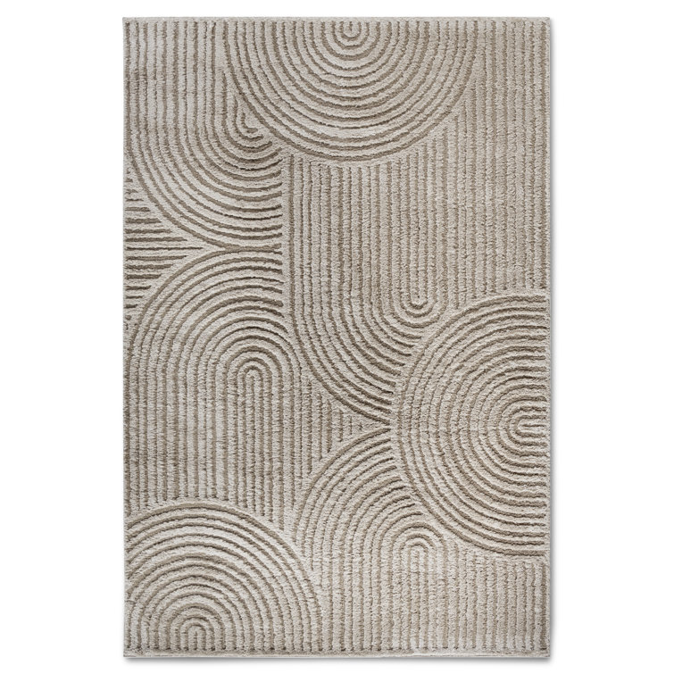 Gallery Geometric Machine Woven Beige Area Rug
