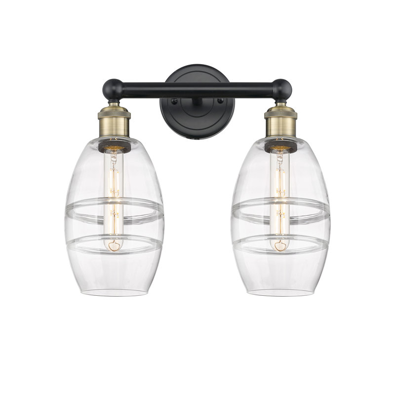 Éclairage pour meuble-lavabo à 2 lumières Kusham, Transparent, Laiton antique noir