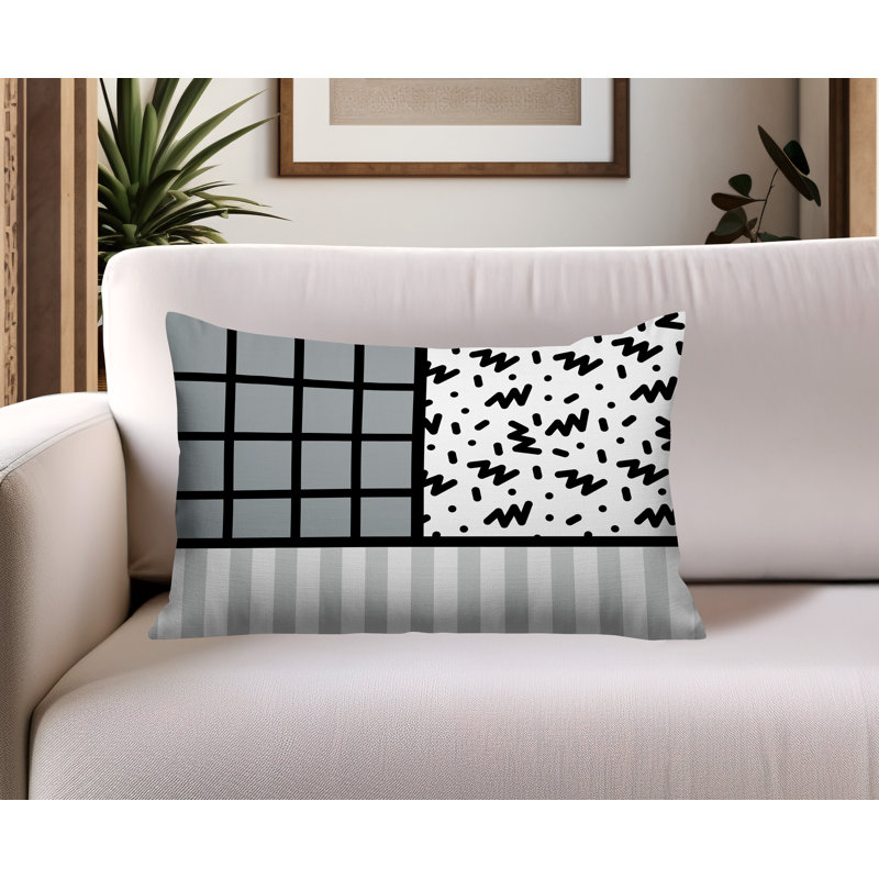 Oreiller rectangulaire réversible intérieur / extérieur Minka, Gris, Rectangulaire H 18 po x l 25 po