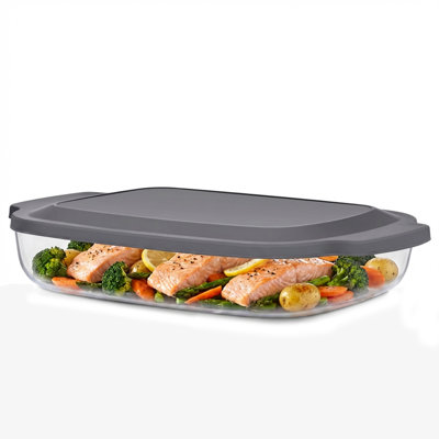 Sorbus 1-Pack Rectangular Glass Baking Dish Set with Lids, (119oz / 3.5L) Deep Glass Bakeware for Lasagna, Casserole, Baking & Leftovers, Borosilicate Baking Pan, Oven, Freezer & Dishwasher Safe