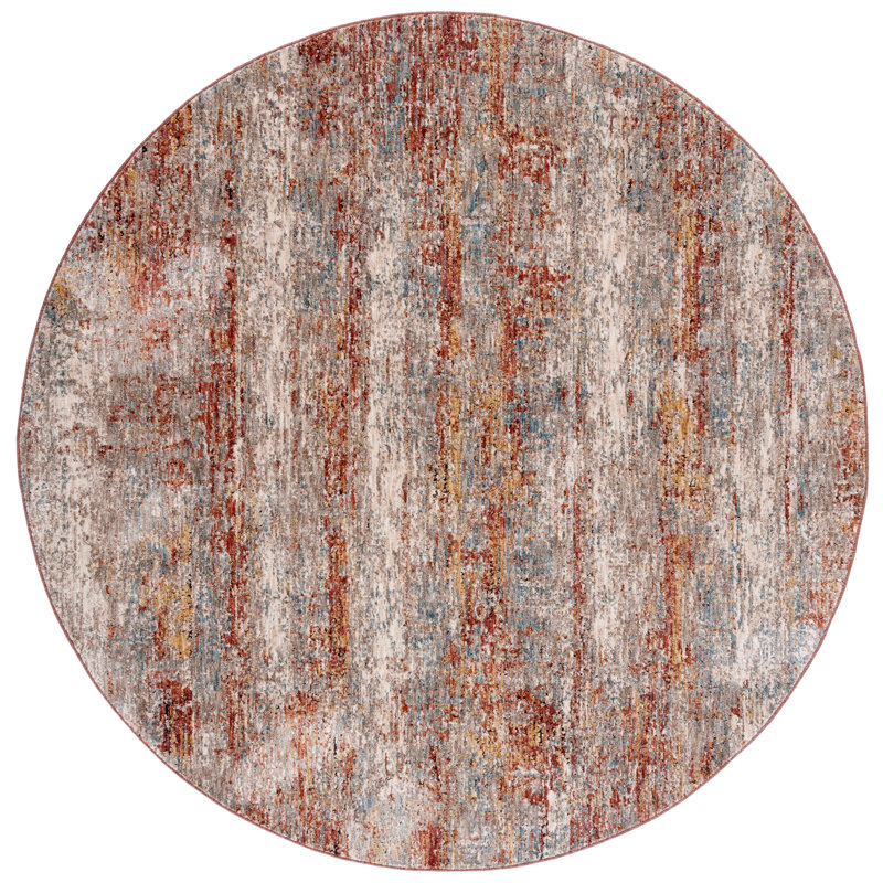 Tapis beige / rouille Aairah, Rond 6 pi 4 po