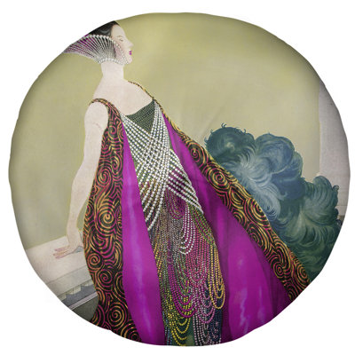 Coussin de sol rond en perles pour femmes art nouveau