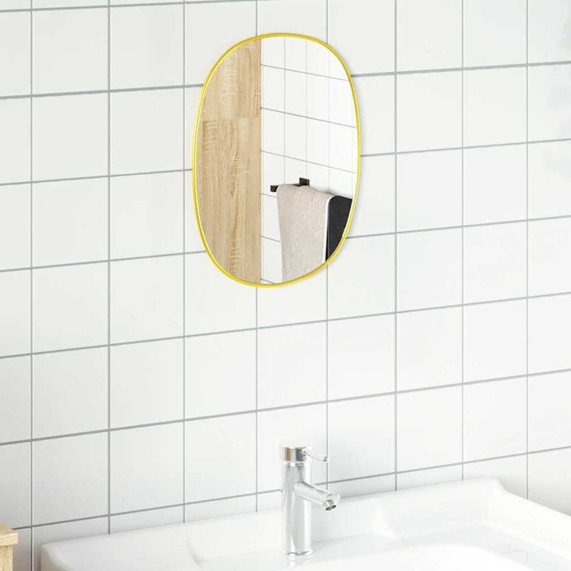 Oval Mirror, Gold, 40 cm H x 30 cm W