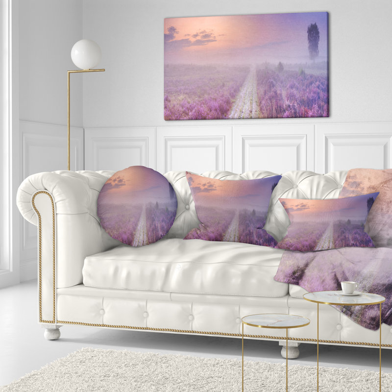 Path through Blooming Field - Sea & Shore Printed Throw Pillow