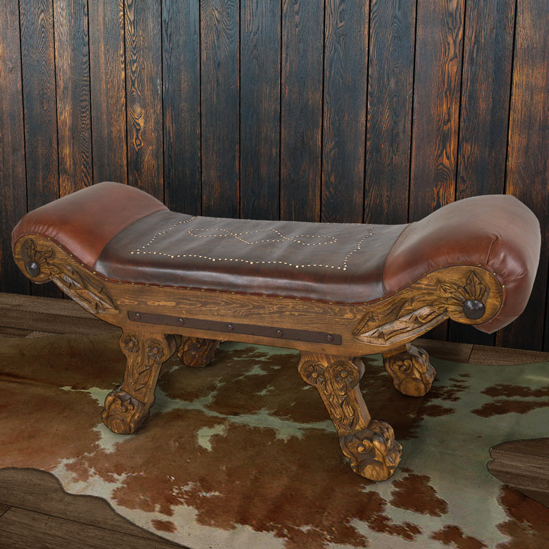 Ellarene Genuine Leather Upholstered Bench
