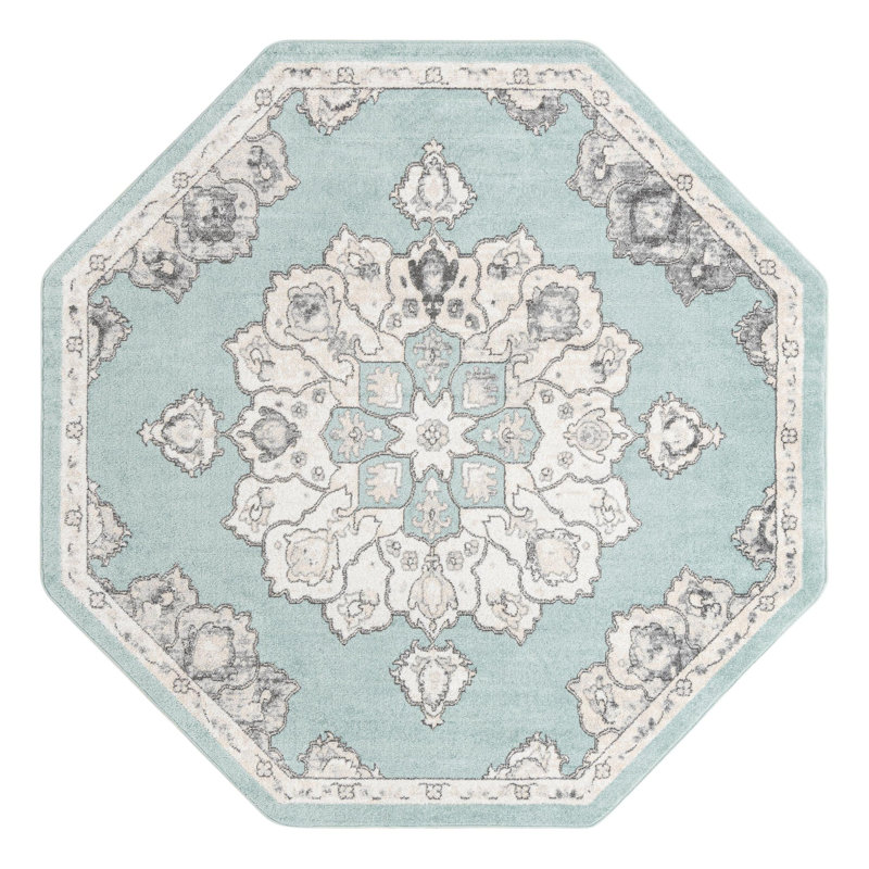 Tapis oriental oriental turquoise, Octogone 7 pi 10 po x 7 pi 10 po